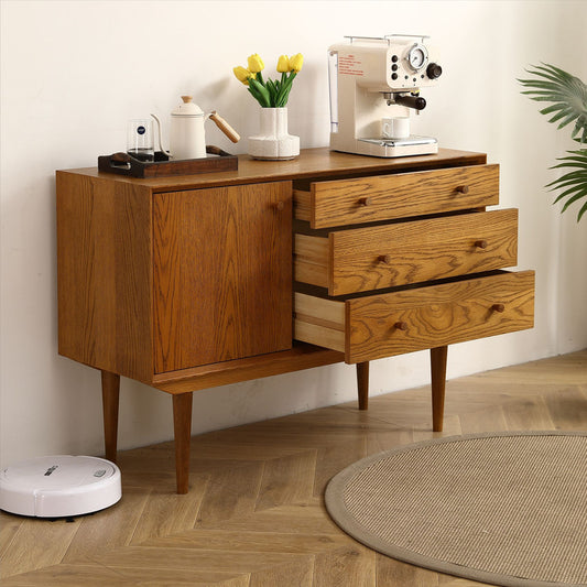 Nouia Oak Storage Cabinet with 1 Door 3 Drawers