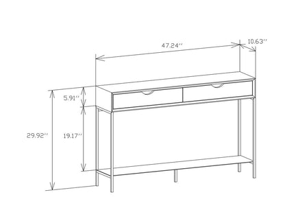 Huiya Oak Entrance Table with 2 Drawers