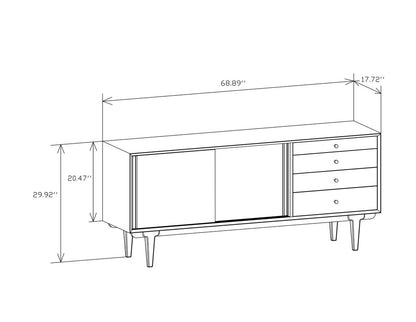 Yekupe 4 Drawers Cabinet with 2 Rattan Weaving Doors