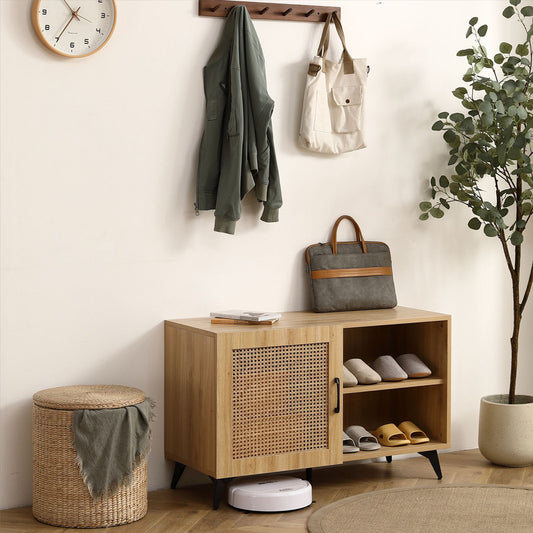 Catino Shoe Cabinet with Rattan Weaving Door