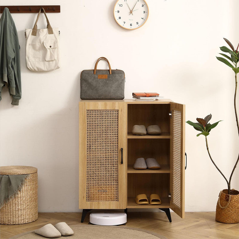 Catino Shoe Cabinet with 2 Rattan Weaving Doors