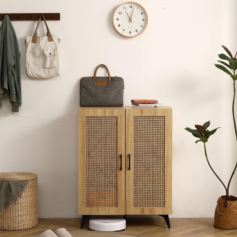 Catino Shoe Cabinet with 2 Rattan Weaving Doors