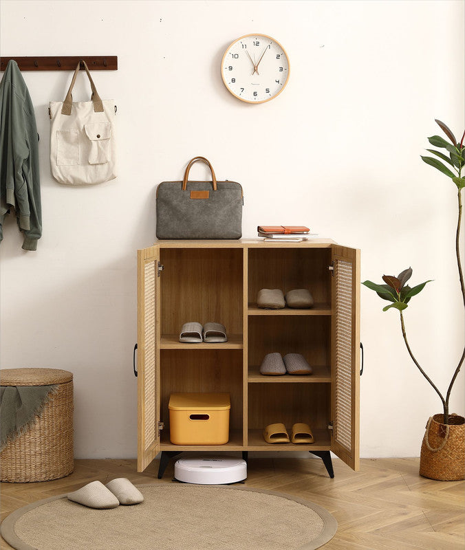 Catino Shoe Cabinet with 2 Rattan Weaving Doors