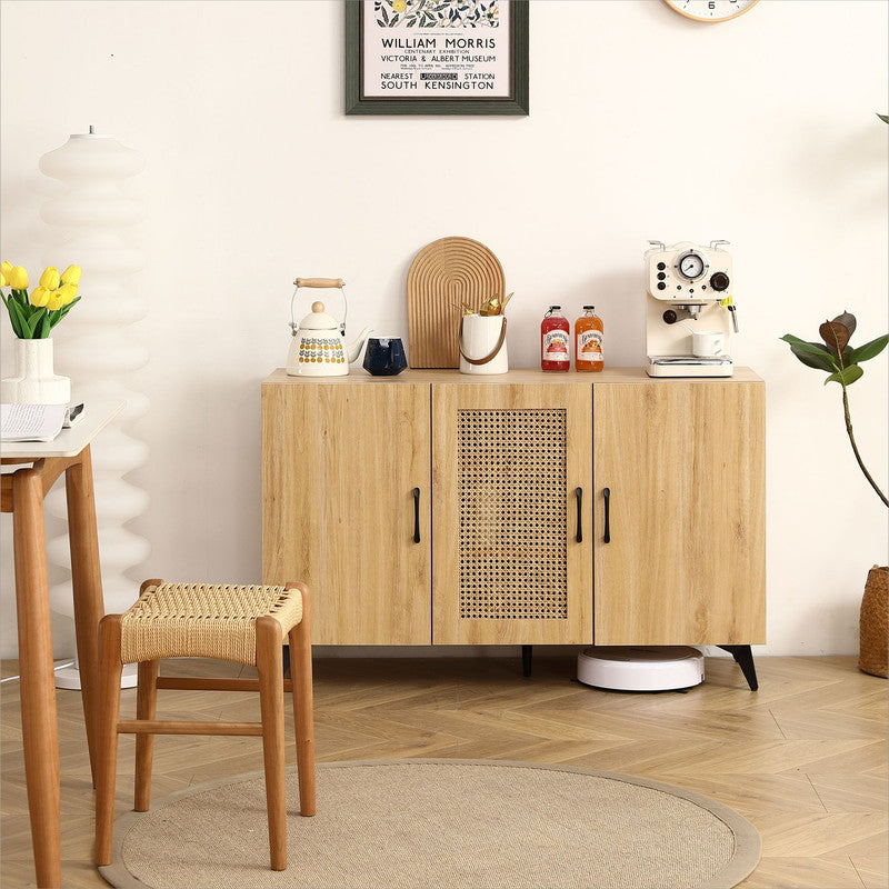 Catino Storage Cabinet with 3 Rattan Weaving Doors