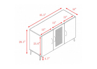 Catino Storage Cabinet with 3 Rattan Weaving Doors