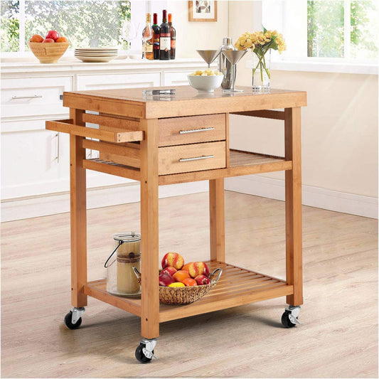 Easite Solid Wood Bar Cart